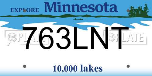 763LNT Minnesota License Plate
