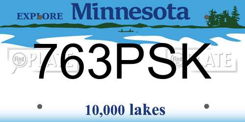 763PSK Minnesota License Plate
