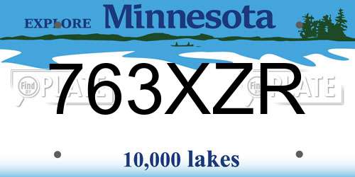 763XZR Minnesota License Plate