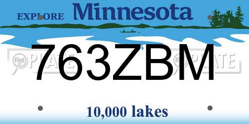 763ZBM Minnesota License Plate