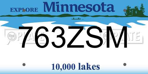 763ZSM Minnesota License Plate