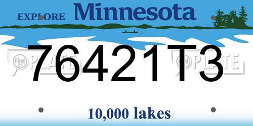 76421T3 Minnesota License Plate