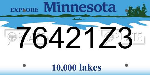 76421Z3 Minnesota License Plate