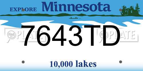 7643TD Minnesota License Plate