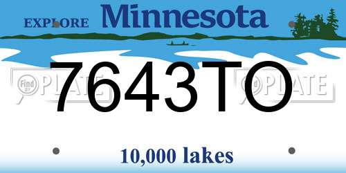 7643TO Minnesota License Plate