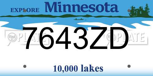 7643ZD Minnesota License Plate