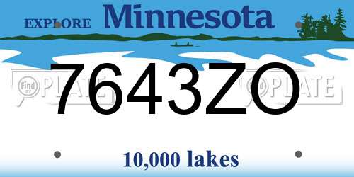 7643ZO Minnesota License Plate