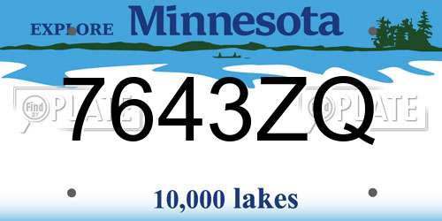 7643ZQ Minnesota License Plate
