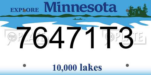 76471T3 Minnesota License Plate
