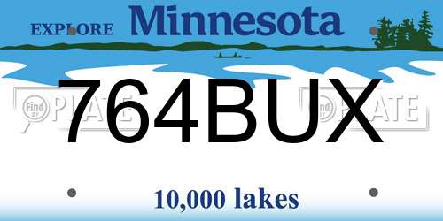 764BUX Minnesota License Plate