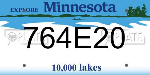 764E20 Minnesota License Plate