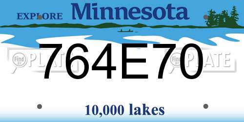 764E70 Minnesota License Plate