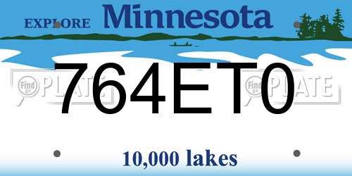 764ET0 Minnesota License Plate