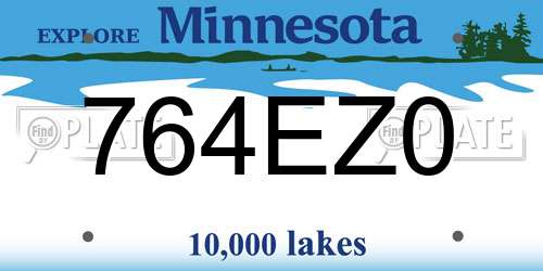 764EZ0 Minnesota License Plate