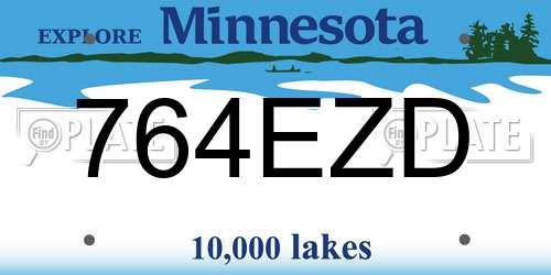 764EZD Minnesota License Plate