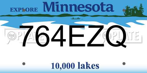 764EZQ Minnesota License Plate