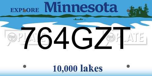 764GZT Minnesota License Plate