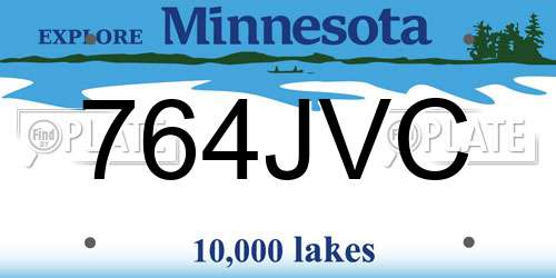 764JVC Minnesota License Plate