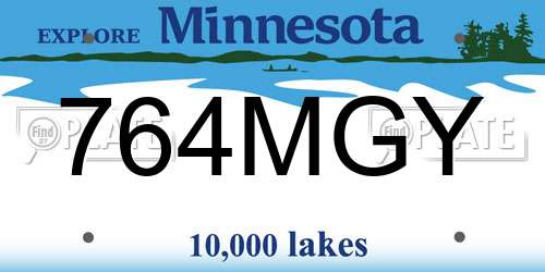 764MGY Minnesota License Plate