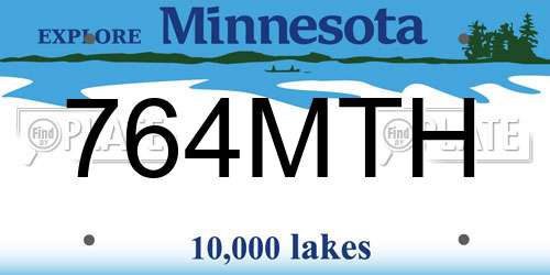 764MTH Minnesota License Plate