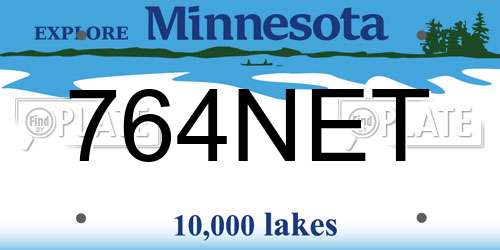 764NET Minnesota License Plate