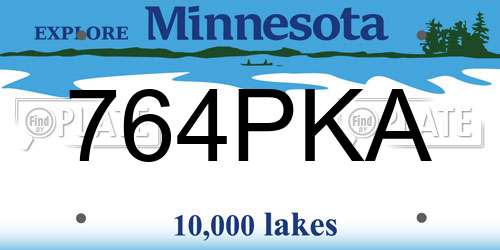 764PKA Minnesota License Plate