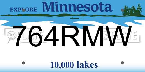 764RMW Minnesota License Plate