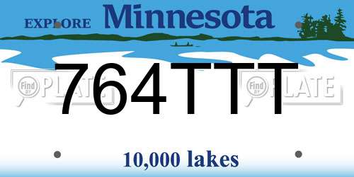 764TTT Minnesota License Plate