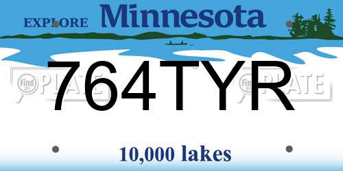 764TYR Minnesota License Plate