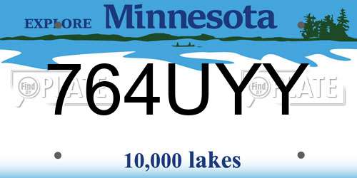 764UYY Minnesota License Plate