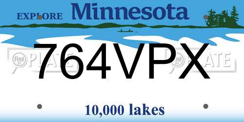764VPX Minnesota License Plate