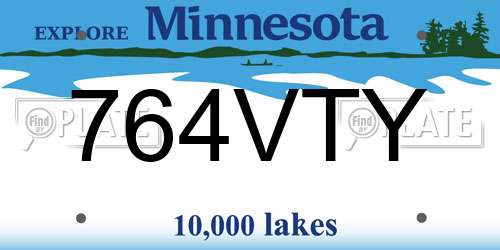 764VTY Minnesota License Plate