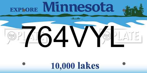 764VYL Minnesota License Plate