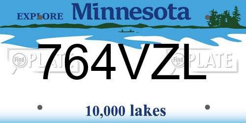764VZL Minnesota License Plate