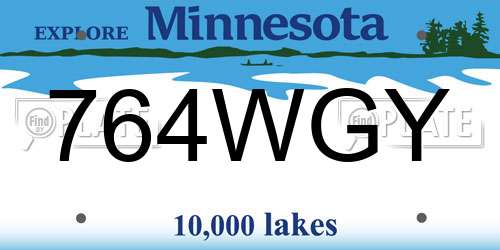 764WGY Minnesota License Plate
