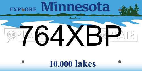 764XBP Minnesota License Plate