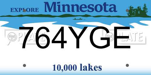 764YGE Minnesota License Plate