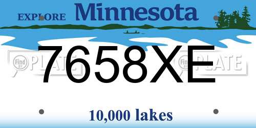 7658XE Minnesota License Plate