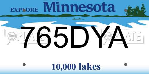 765DYA Minnesota License Plate
