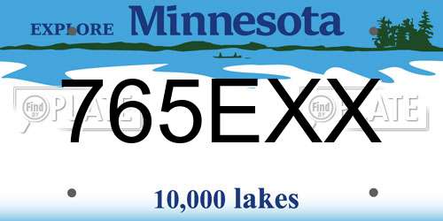 765EXX Minnesota License Plate