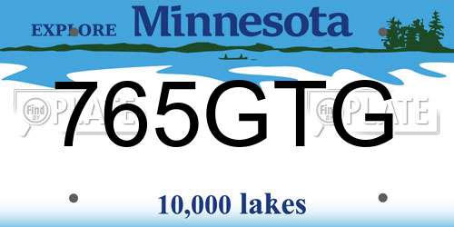 765GTG Minnesota License Plate