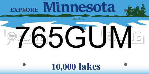 765GUM Minnesota License Plate
