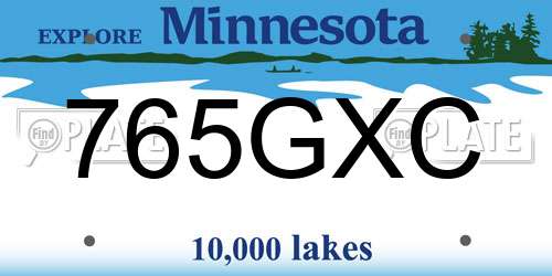 765GXC Minnesota License Plate