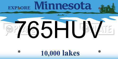 765HUV Minnesota License Plate