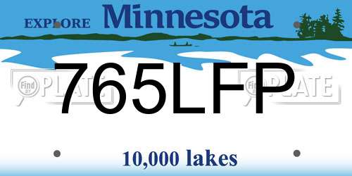 765LFP Minnesota License Plate