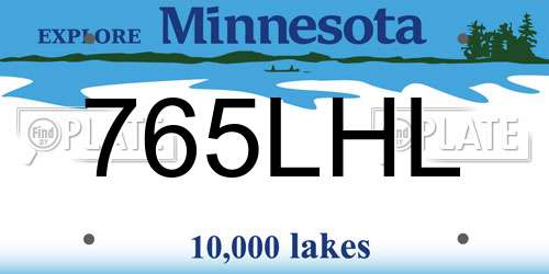 765LHL Minnesota License Plate