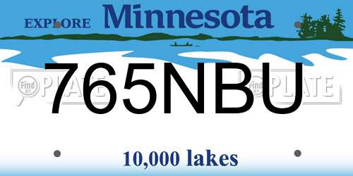 765NBU Minnesota License Plate