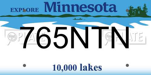 765NTN Minnesota License Plate