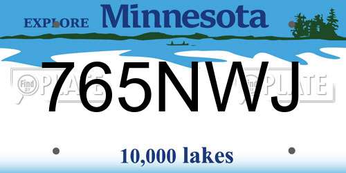765NWJ Minnesota License Plate