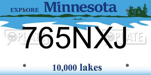 765NXJ Minnesota License Plate